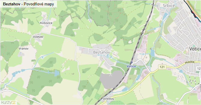 Beztahov - záplavové mapy stoleté vody