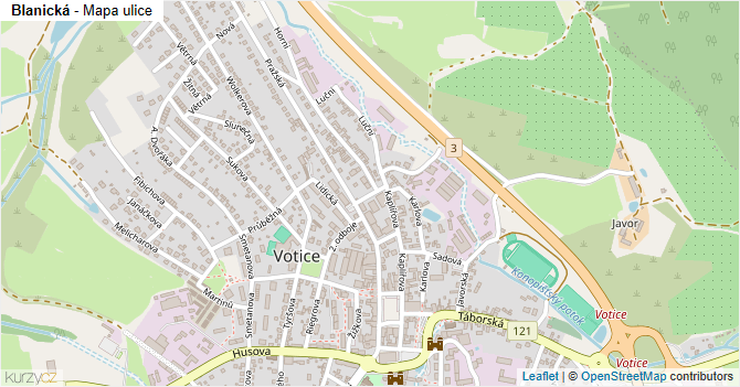 Blanická - mapa ulice
