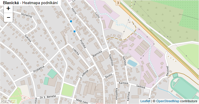 Blanická - mapa podnikání