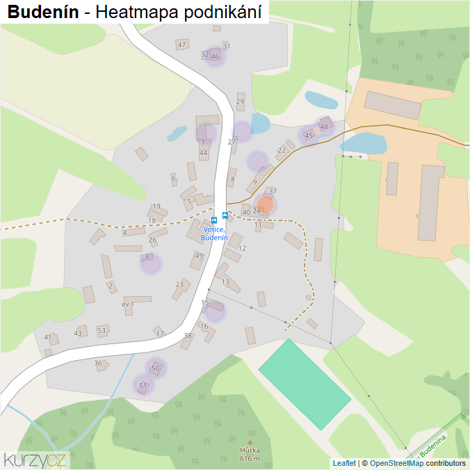 Mapa Budenín - Firmy v části obce.