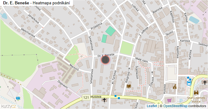 Dr. E. Beneše - mapa podnikání