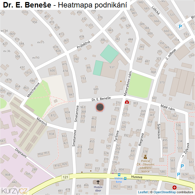 Mapa Dr. E. Beneše - Firmy v ulici.