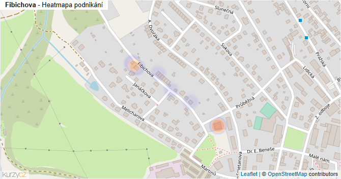 Fibichova - mapa podnikání