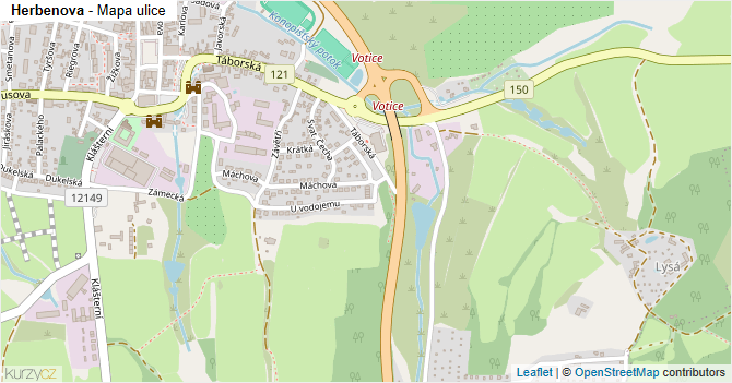 Herbenova - mapa ulice