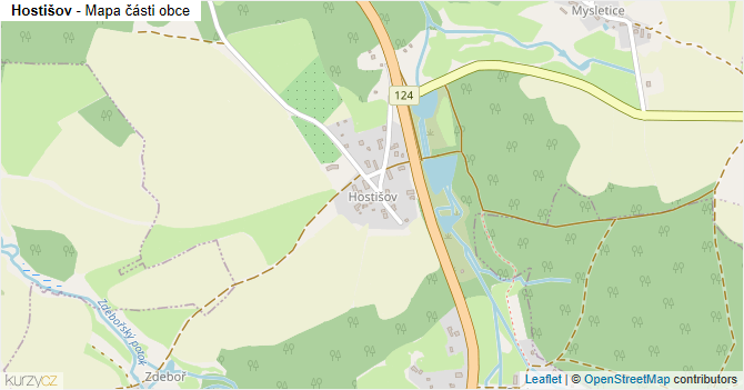 Hostišov - mapa části obce