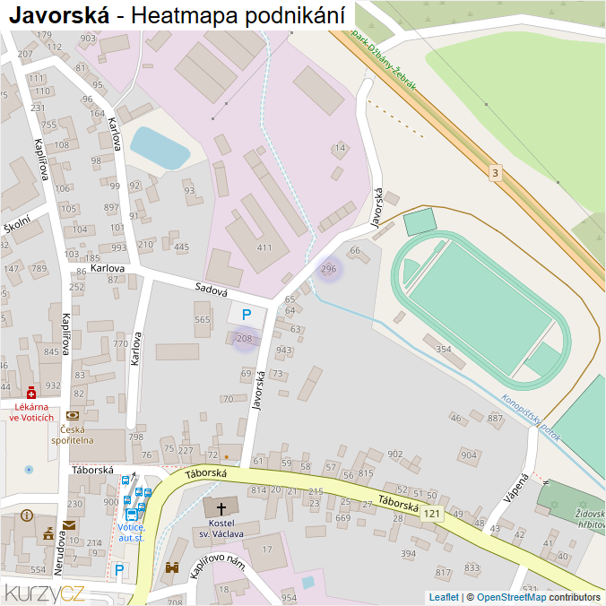 Mapa Javorská - Firmy v ulici.