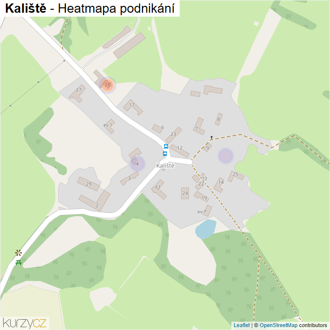 Mapa Kaliště - Firmy v části obce.