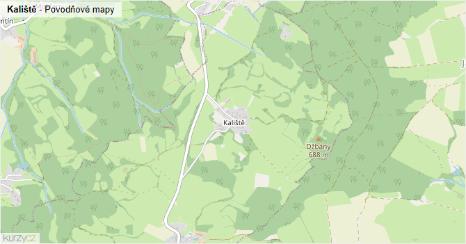 Kaliště - záplavové mapy stoleté vody