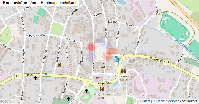 Komenského nám. - mapa podnikání