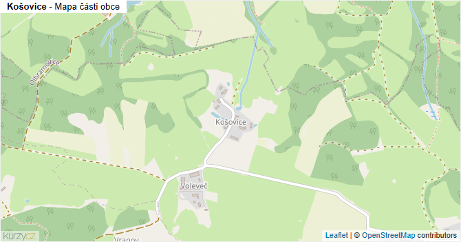 Košovice - mapa části obce