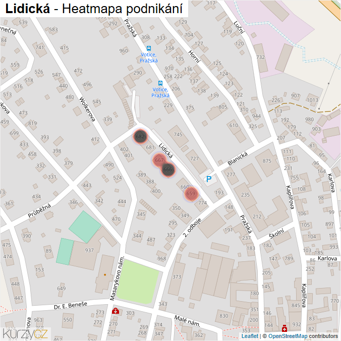 Mapa Lidická - Firmy v ulici.