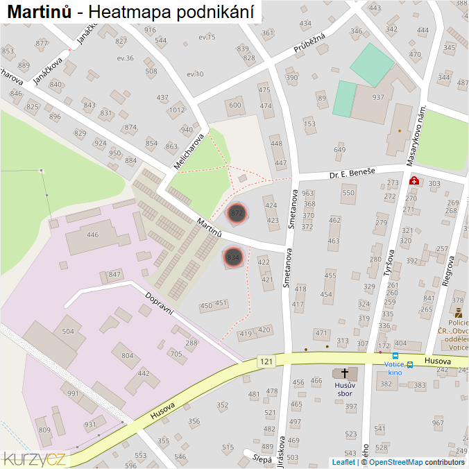 Mapa Martinů - Firmy v ulici.