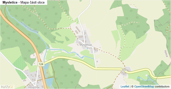 Mysletice - mapa části obce