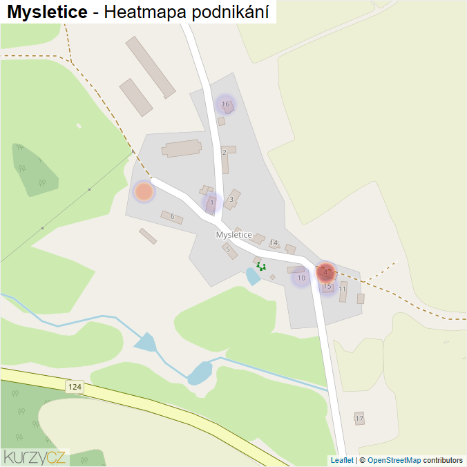 Mapa Mysletice - Firmy v části obce.
