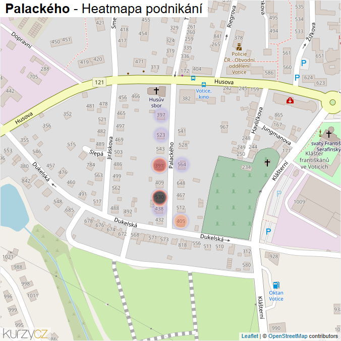 Mapa Palackého - Firmy v ulici.