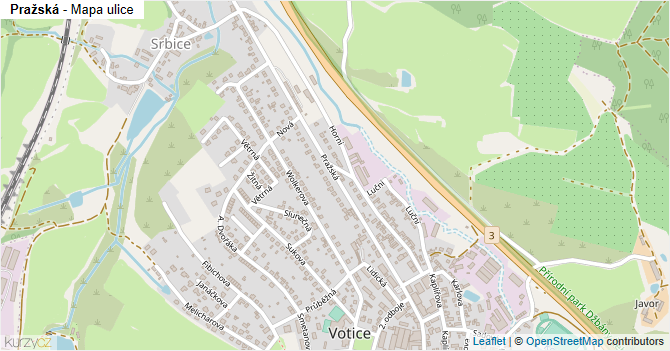 Pražská - mapa ulice