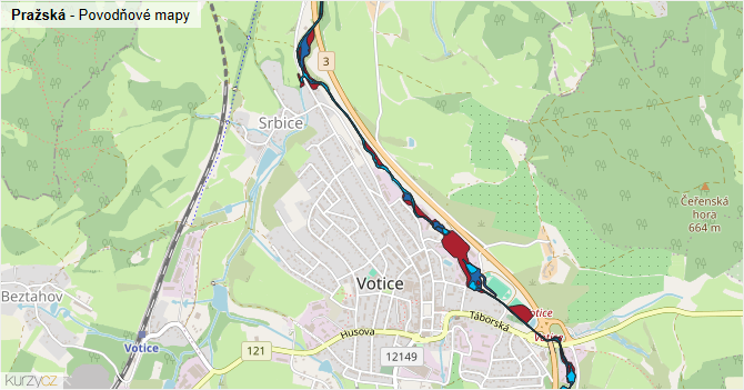 Pražská - záplavové mapy stoleté vody