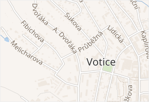 Průběžná v obci Votice - mapa ulice