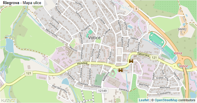 Riegrova - mapa ulice