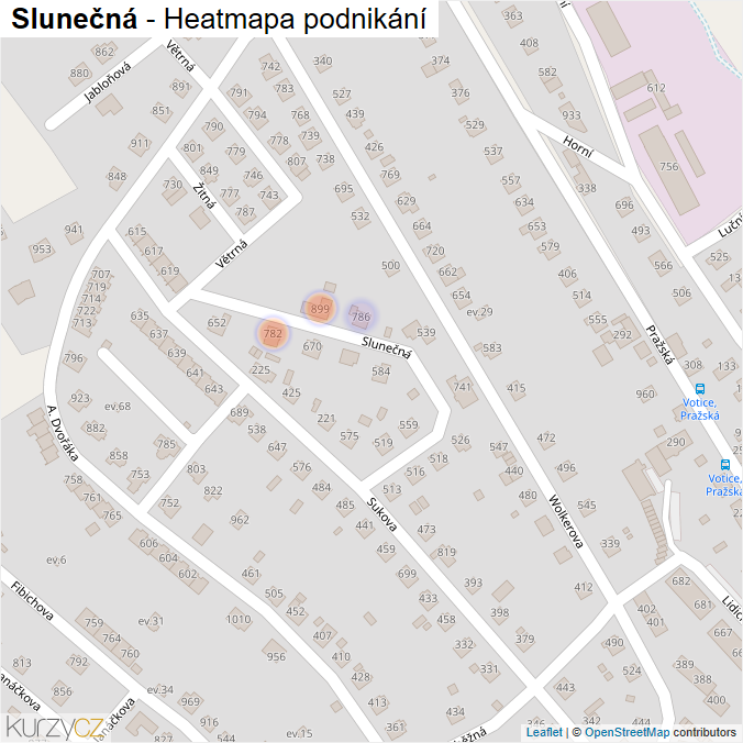 Mapa Slunečná - Firmy v ulici.