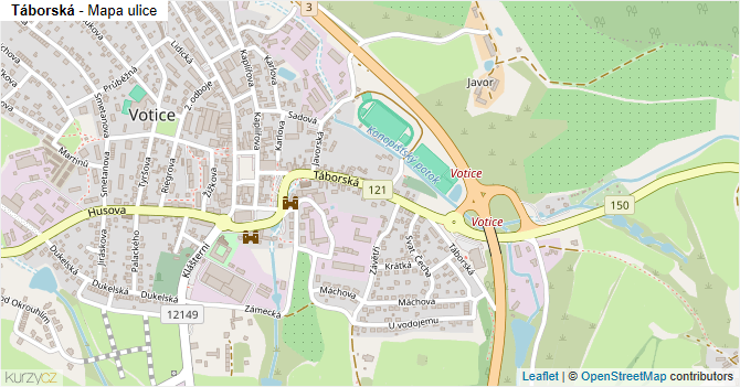 Táborská - mapa ulice