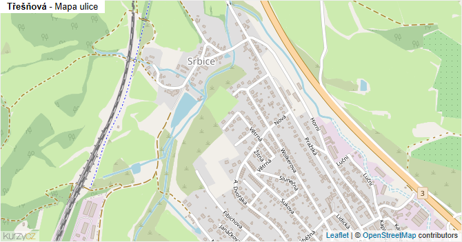 Třešňová - mapa ulice