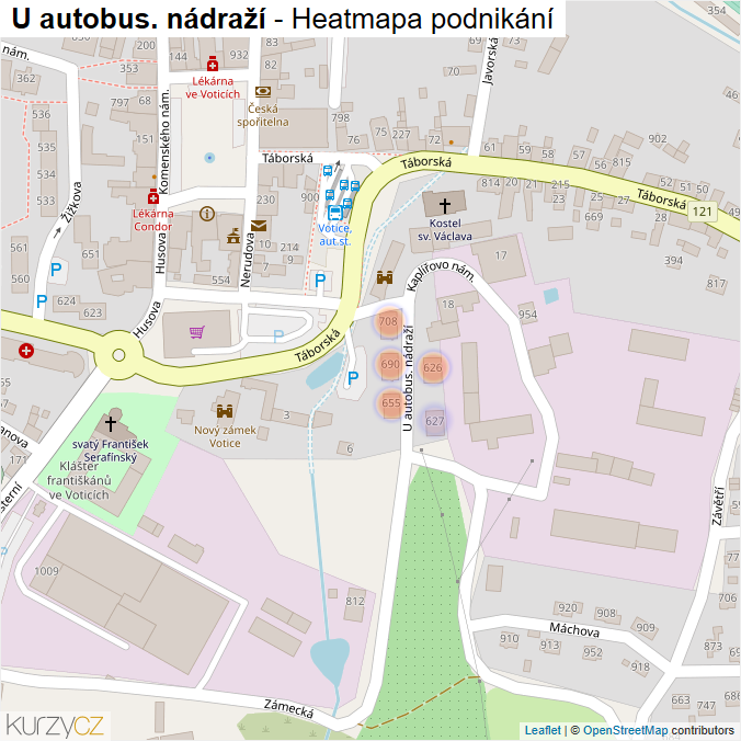 Mapa U autobus. nádraží - Firmy v ulici.