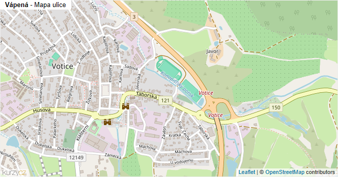 Vápená - mapa ulice