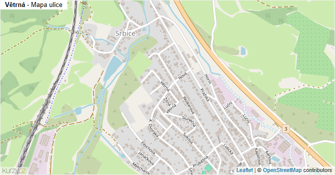 Větrná - mapa ulice