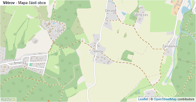 Větrov - mapa části obce