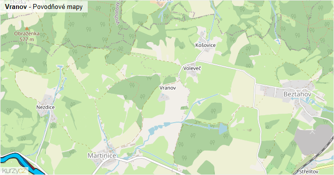 Vranov - záplavové mapy stoleté vody
