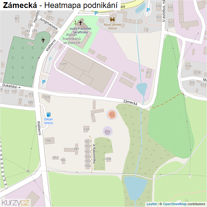 Mapa Zámecká - Firmy v ulici.