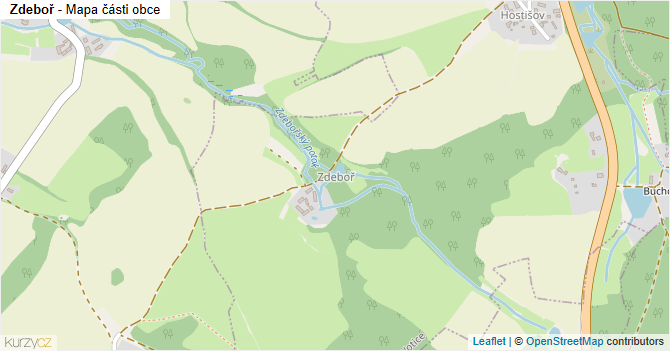 Zdeboř - mapa části obce
