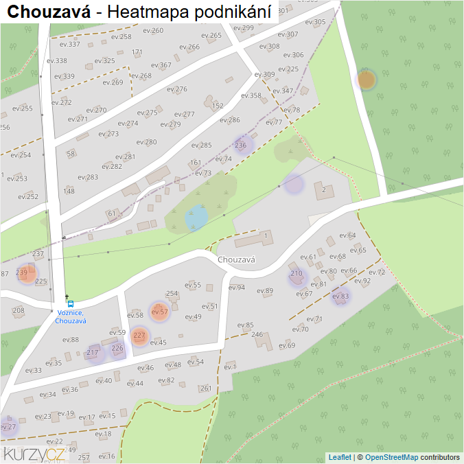 Mapa Chouzavá - Firmy v části obce.