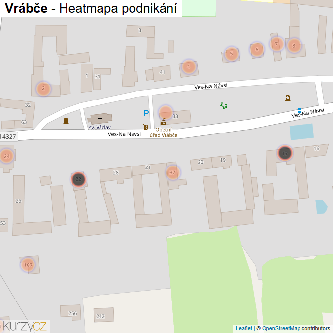Mapa Vrábče - Firmy v obci.