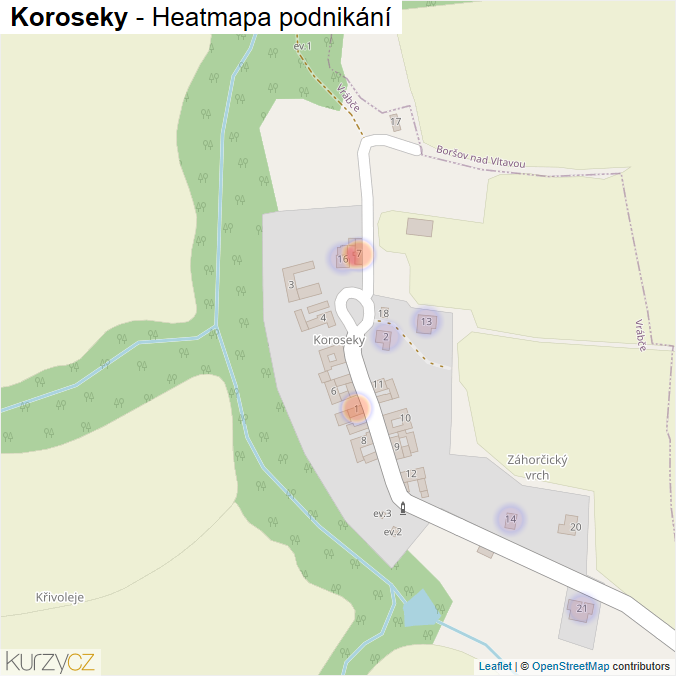 Mapa Koroseky - Firmy v části obce.