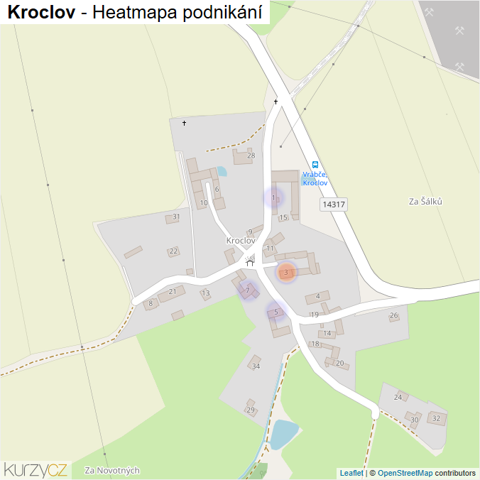 Mapa Kroclov - Firmy v části obce.