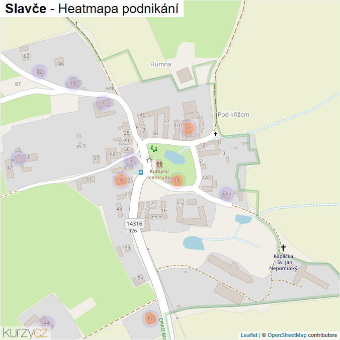 Mapa Slavče - Firmy v části obce.