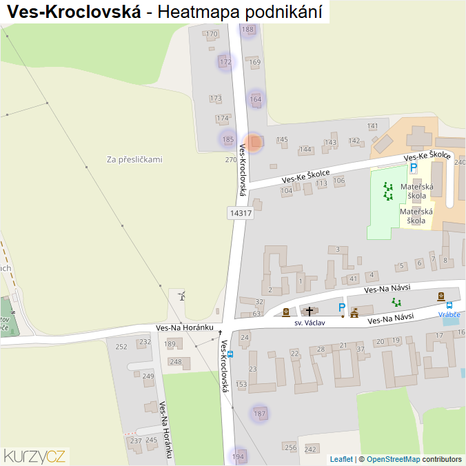 Mapa Ves-Kroclovská - Firmy v ulici.