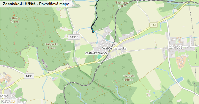Zastávka-U Hřiště - záplavové mapy stoleté vody