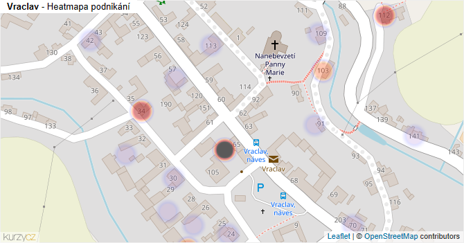 Vraclav - mapa podnikání