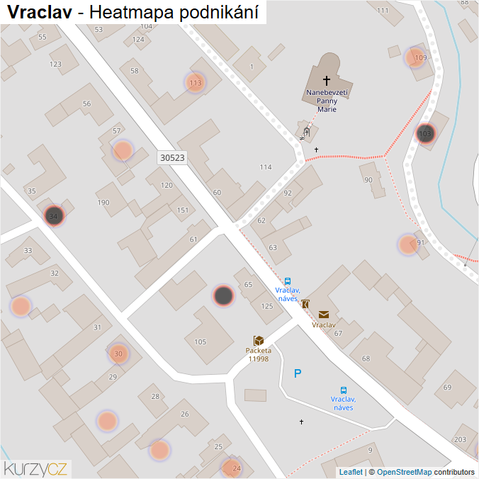 Mapa Vraclav - Firmy v obci.