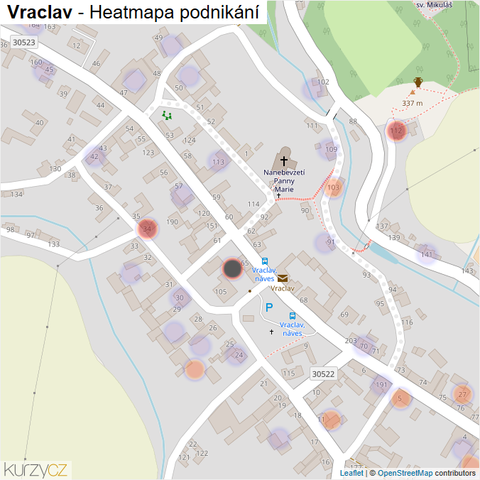 Mapa Vraclav - Firmy v části obce.