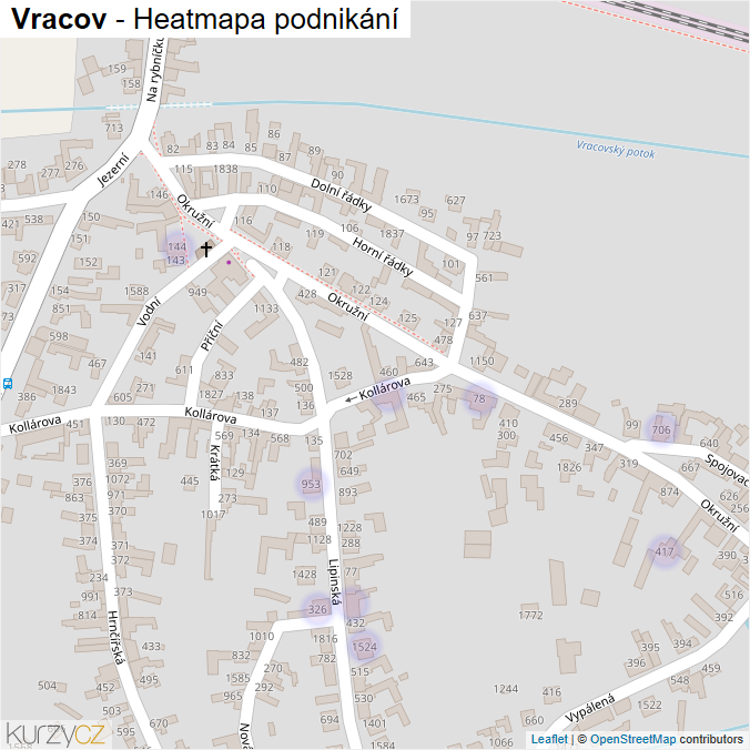 Mapa Vracov - Firmy v obci.