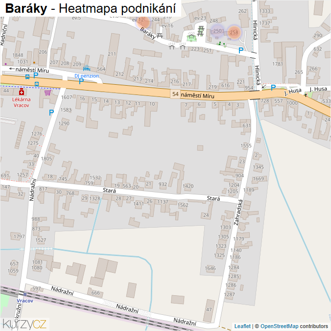 Mapa Baráky - Firmy v ulici.
