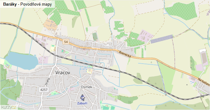 Baráky - záplavové mapy stoleté vody