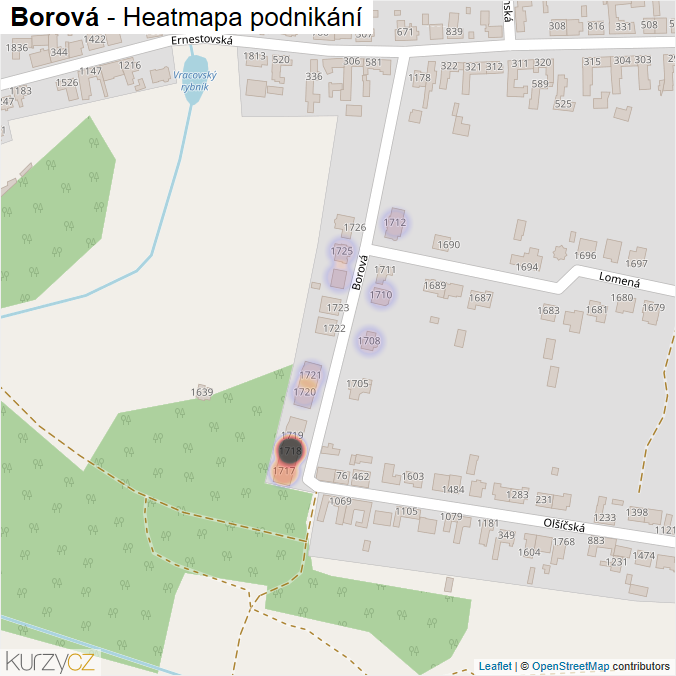 Mapa Borová - Firmy v ulici.