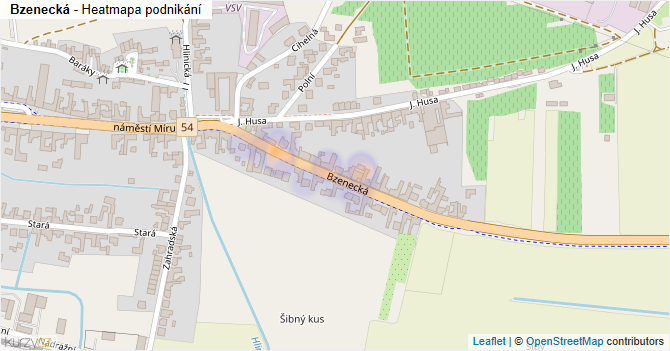 Bzenecká - mapa podnikání
