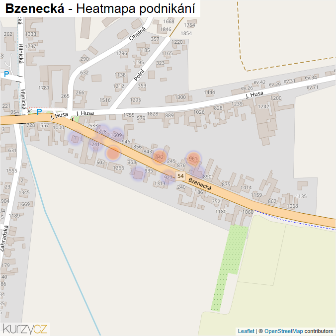 Mapa Bzenecká - Firmy v ulici.