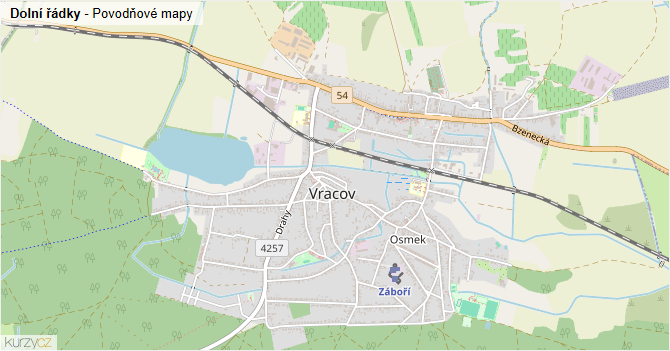Dolní řádky - záplavové mapy stoleté vody